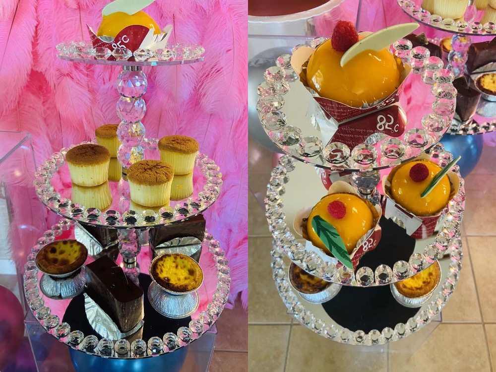Mirror Glass Cake Stand Dessert Cupcake Stand