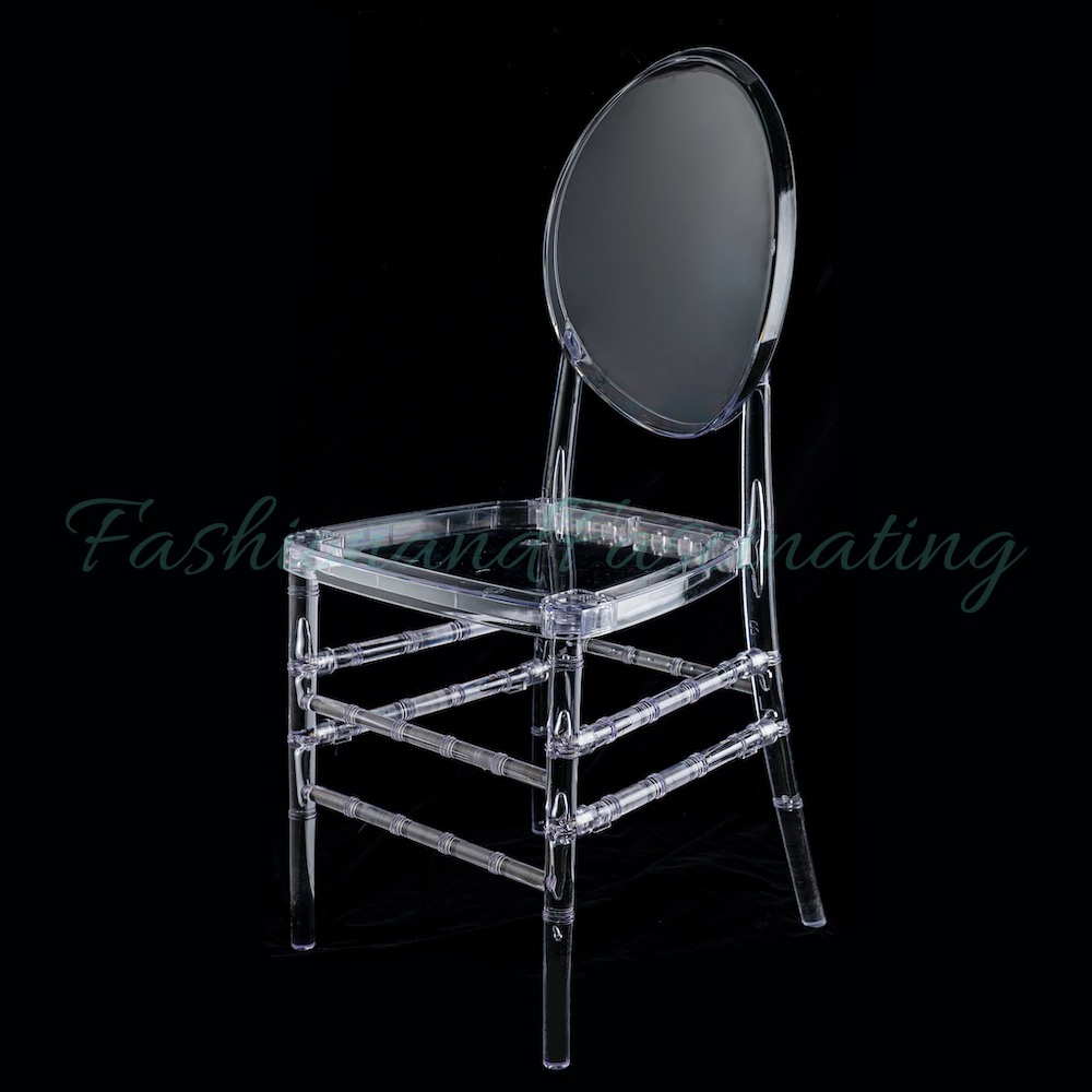 O Back | 4 Pack 374 Tall Clear Resin Armless Stacking Chair
