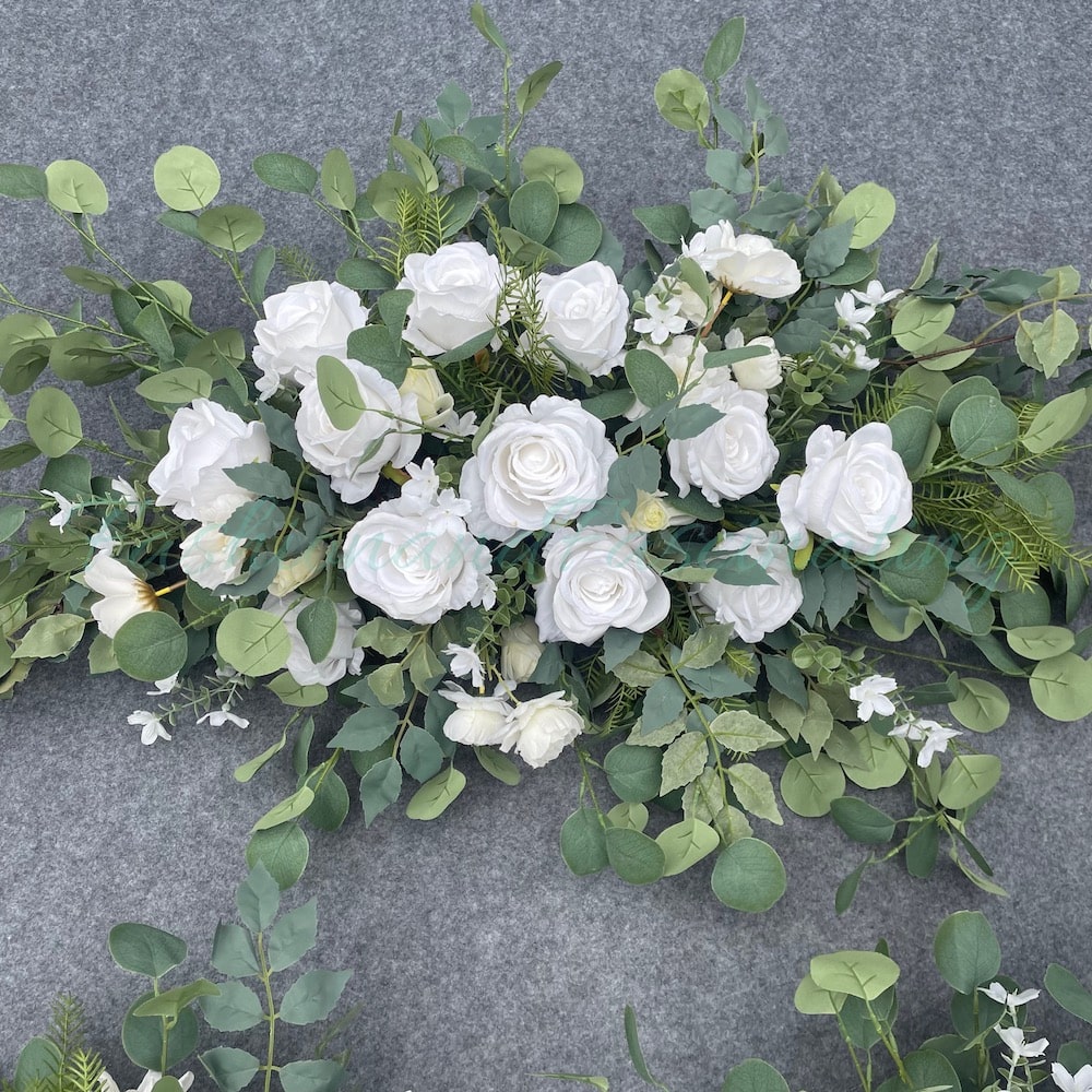 12 PCs White Rose Table Flowers Centerpiece Flower Welcome Area Floral Arrangement